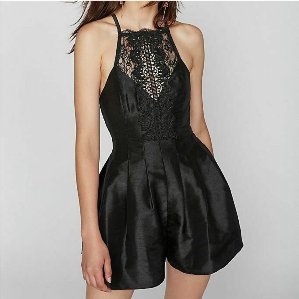 Free People Heart to Heart Crochet Black Romper